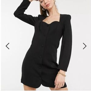 & Other Stories Black Sweetheart Neckline Mini Suit Dress